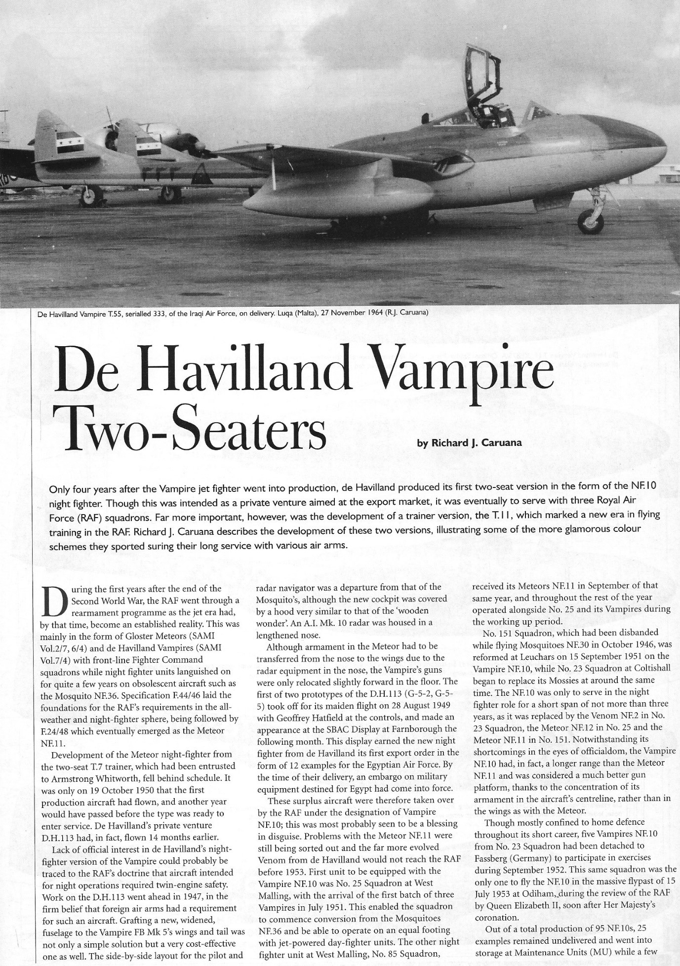 DH 113 Vampire / DH 115 Vampire two-seaters Article – All Aero