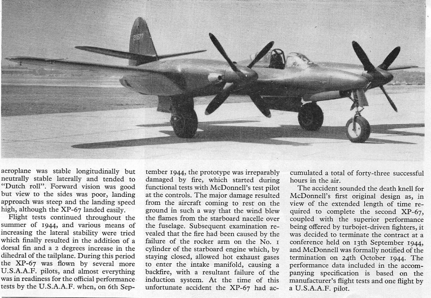 McDonnell XP-67 Bat Article – All Aero