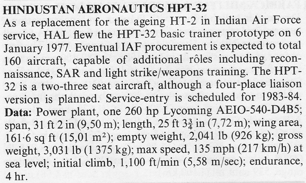 Hindustan HPT-32 Deepak Article – All Aero